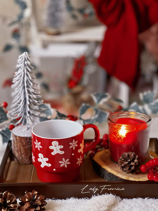 Gingerbread Red Christmas Mug