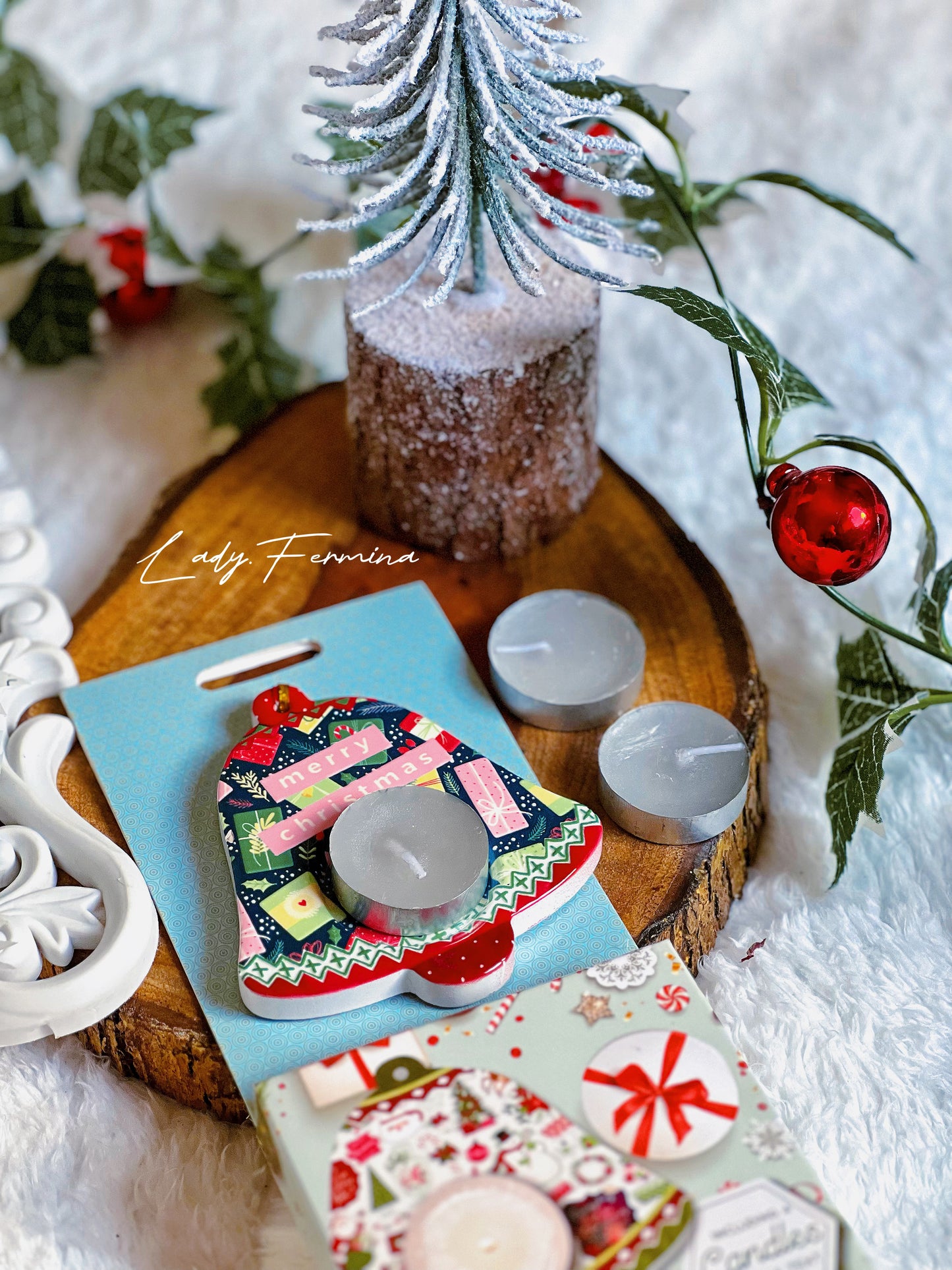 Ceramic Candle Coaster (with 4 small candles)