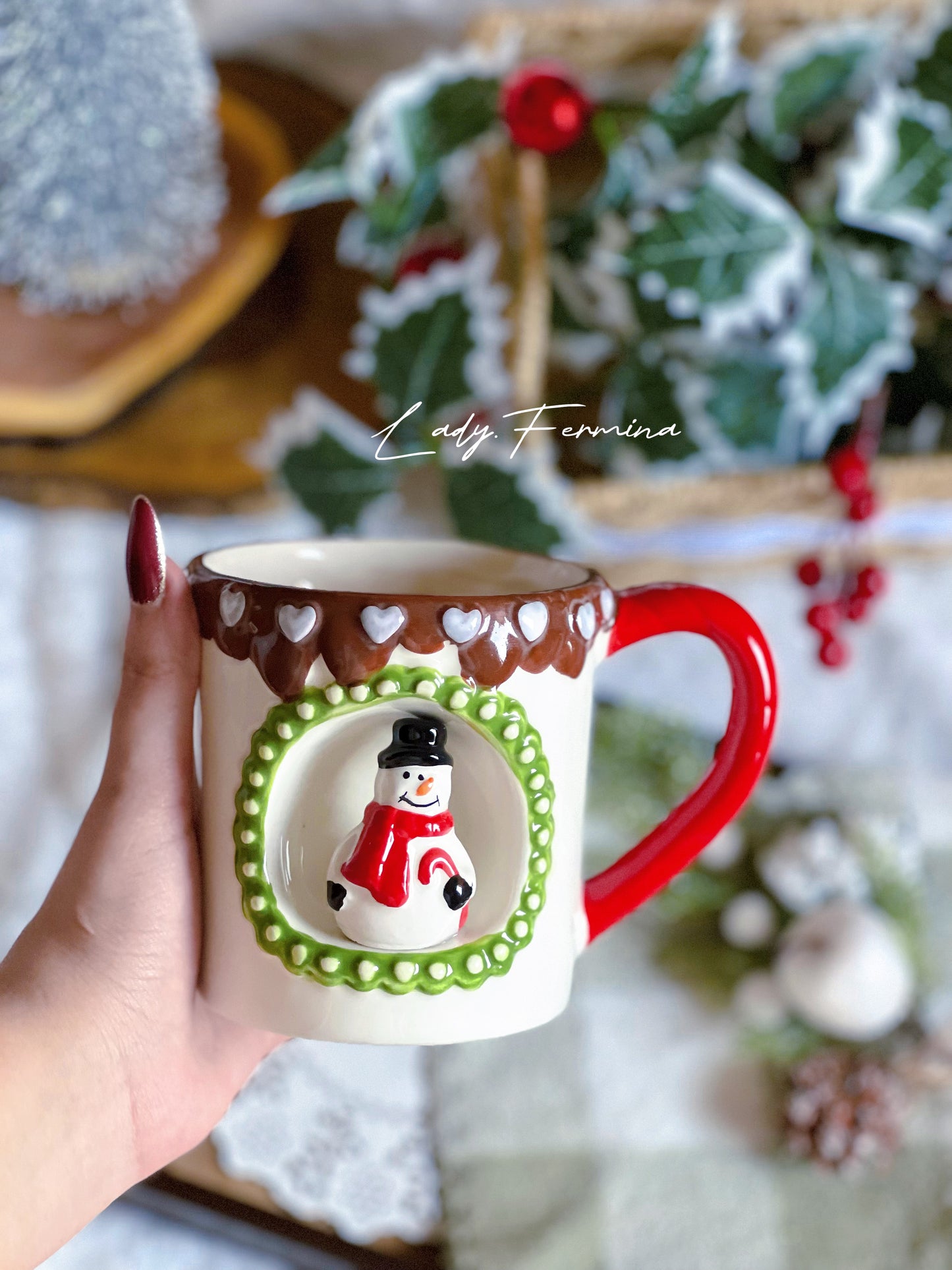 SNOWMAN RED MUG