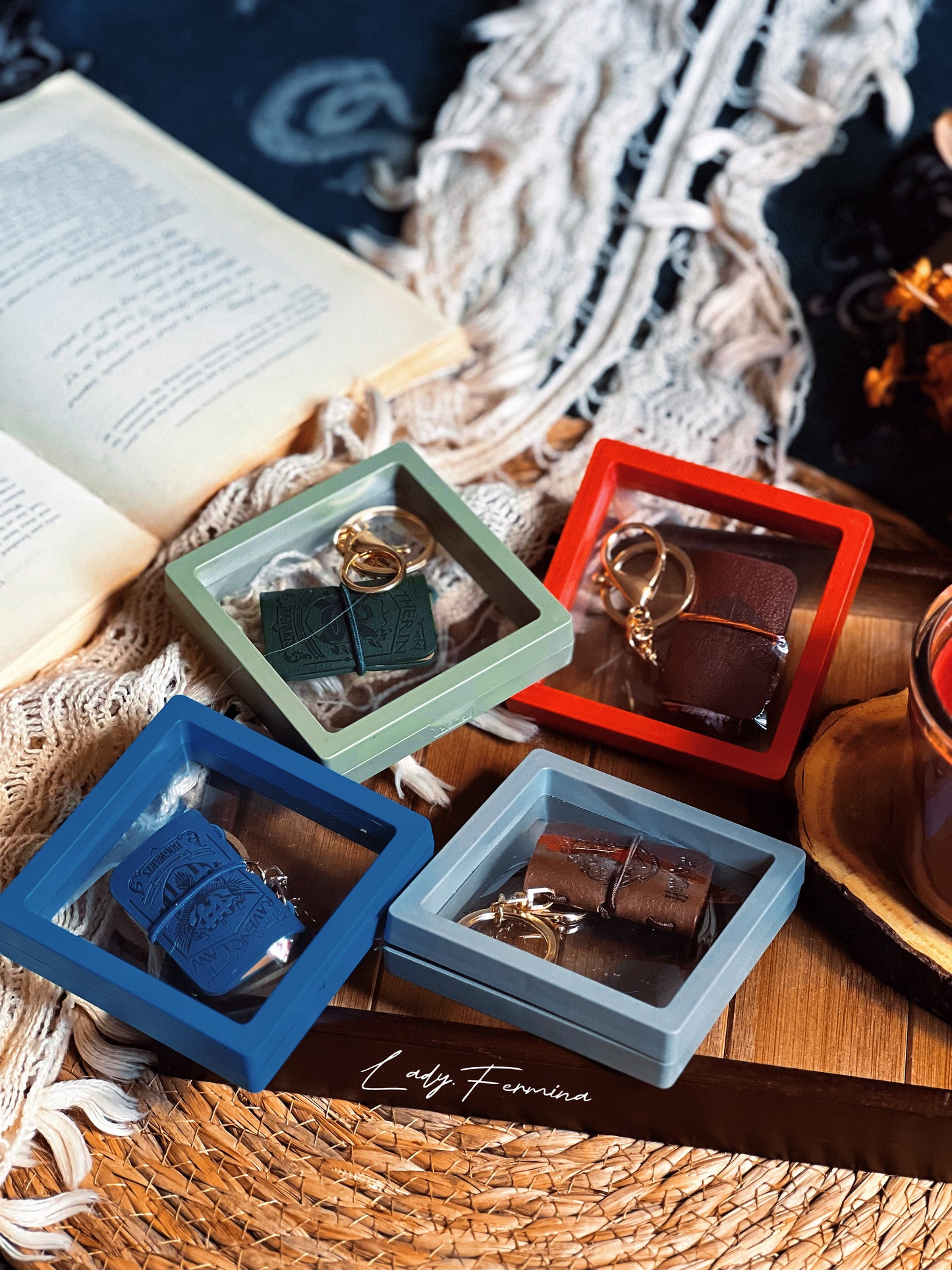 HARRY POTTER HOUSE BOOK KEYCHAINS