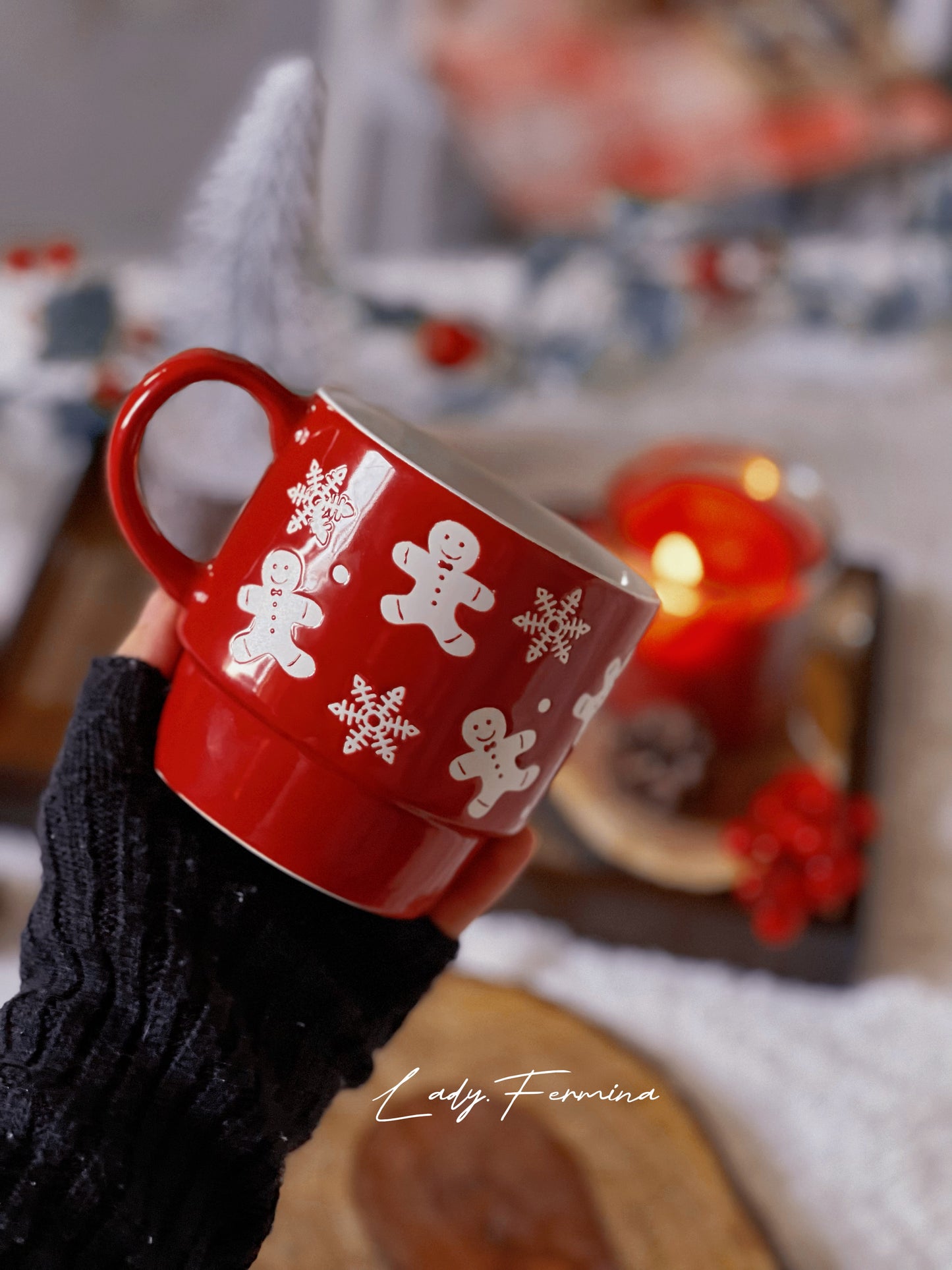 Gingerbread Red Christmas Mug