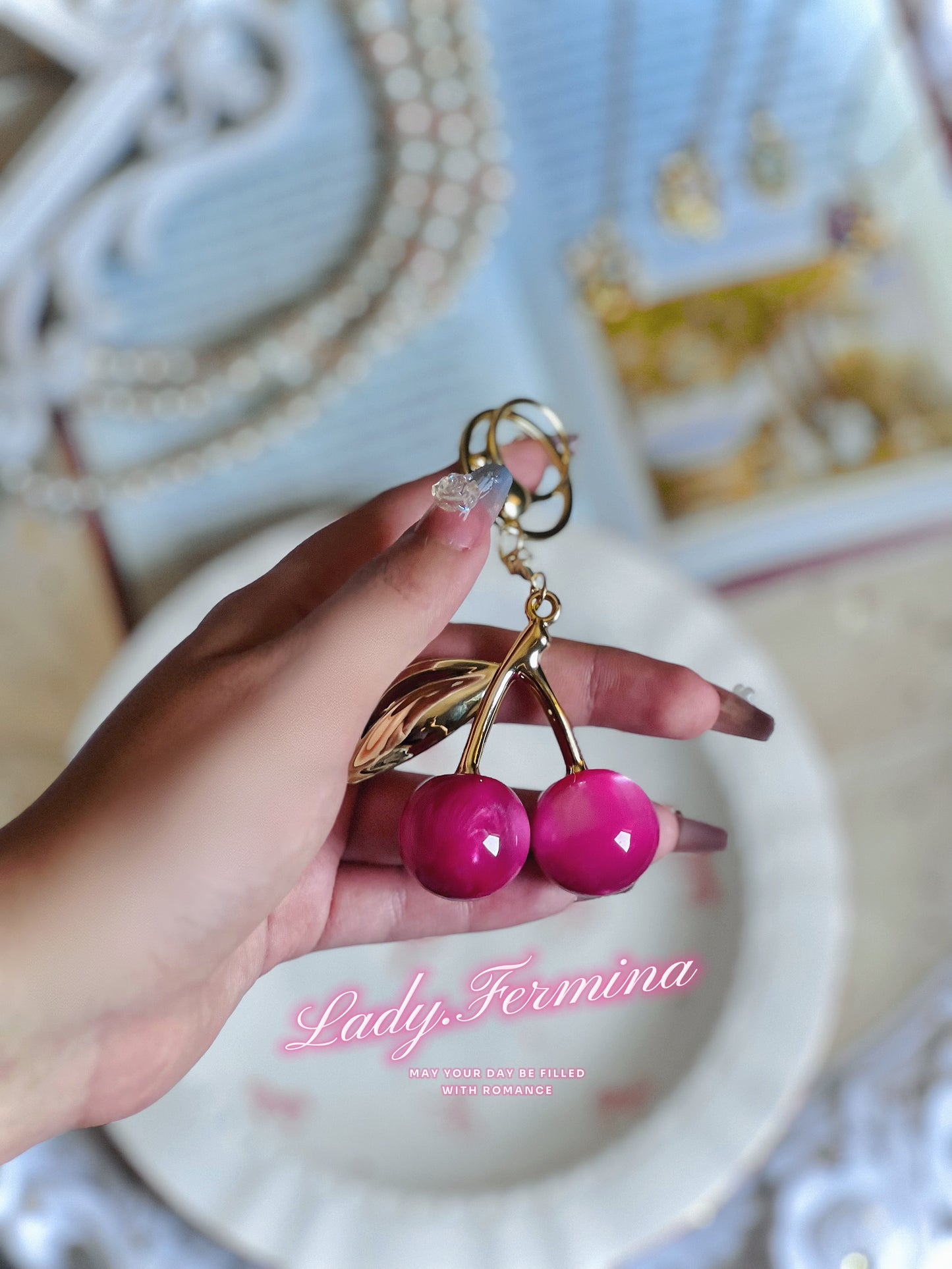 Pink cherry charm