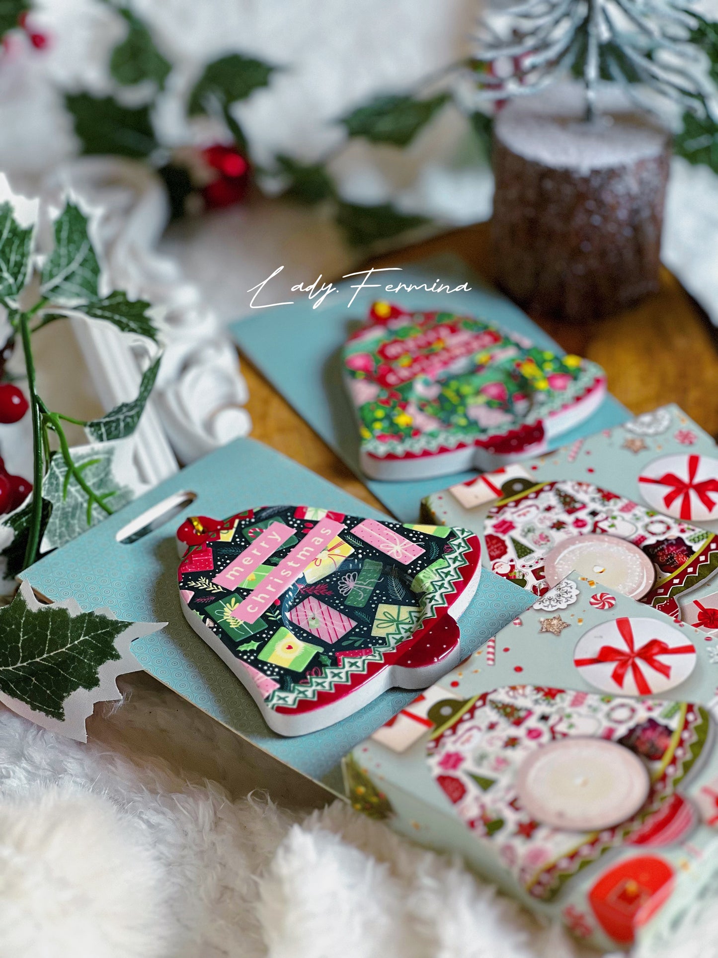 Ceramic Candle Coaster (with 4 small candles)